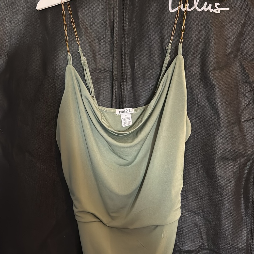 Green cowl neck bodysuit